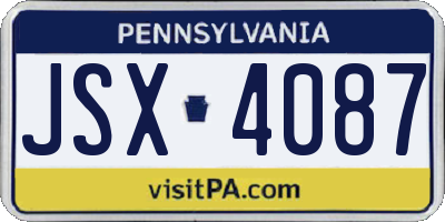 PA license plate JSX4087