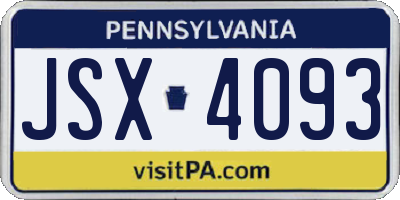 PA license plate JSX4093