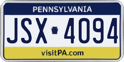 PA license plate JSX4094