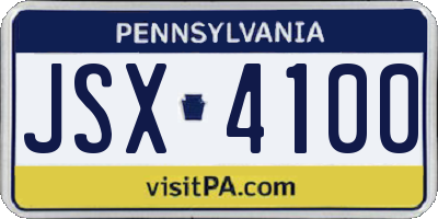 PA license plate JSX4100