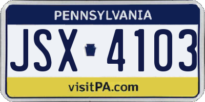 PA license plate JSX4103