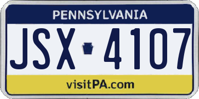 PA license plate JSX4107