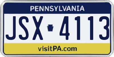 PA license plate JSX4113
