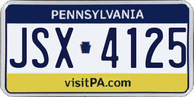 PA license plate JSX4125