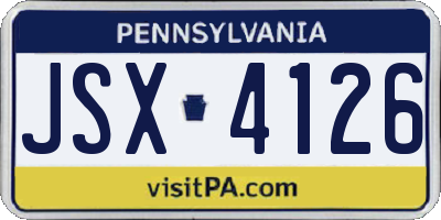 PA license plate JSX4126