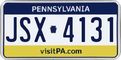 PA license plate JSX4131