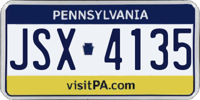 PA license plate JSX4135