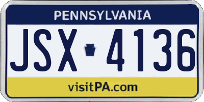 PA license plate JSX4136