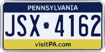 PA license plate JSX4162