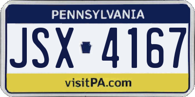 PA license plate JSX4167