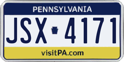 PA license plate JSX4171
