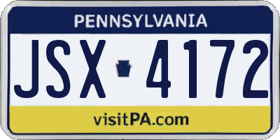 PA license plate JSX4172