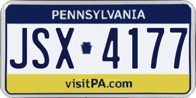 PA license plate JSX4177