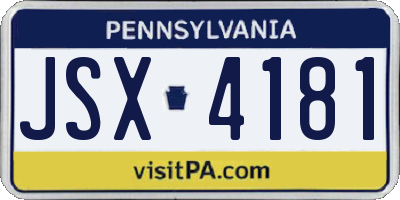PA license plate JSX4181