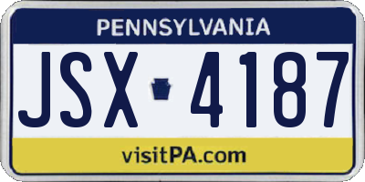 PA license plate JSX4187