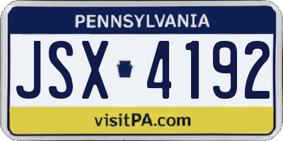 PA license plate JSX4192