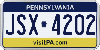 PA license plate JSX4202