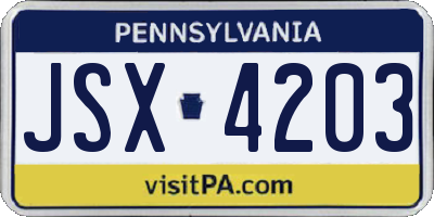 PA license plate JSX4203
