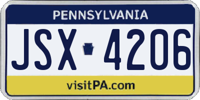 PA license plate JSX4206