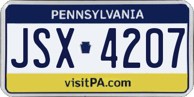 PA license plate JSX4207