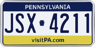 PA license plate JSX4211