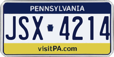 PA license plate JSX4214