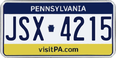 PA license plate JSX4215