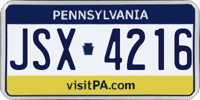 PA license plate JSX4216