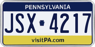PA license plate JSX4217