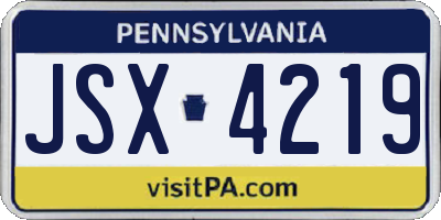 PA license plate JSX4219