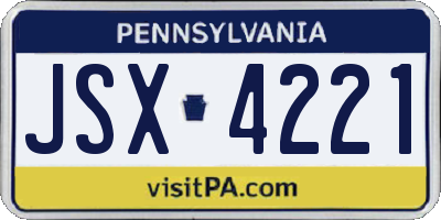 PA license plate JSX4221