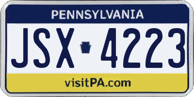 PA license plate JSX4223