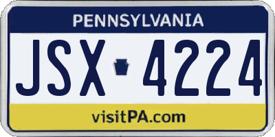 PA license plate JSX4224