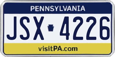 PA license plate JSX4226