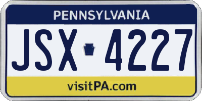 PA license plate JSX4227