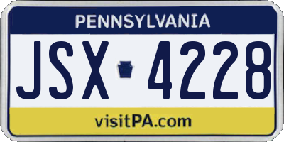 PA license plate JSX4228