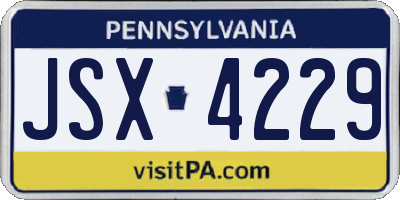 PA license plate JSX4229