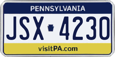 PA license plate JSX4230