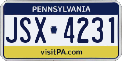 PA license plate JSX4231