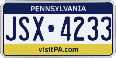 PA license plate JSX4233