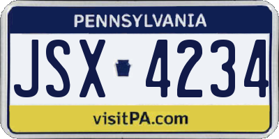 PA license plate JSX4234