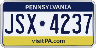 PA license plate JSX4237
