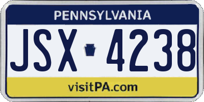 PA license plate JSX4238