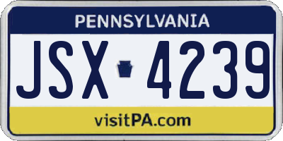 PA license plate JSX4239