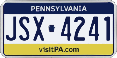 PA license plate JSX4241