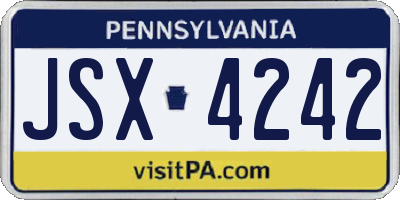 PA license plate JSX4242