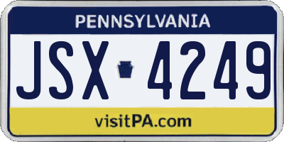 PA license plate JSX4249