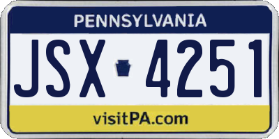 PA license plate JSX4251