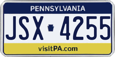 PA license plate JSX4255