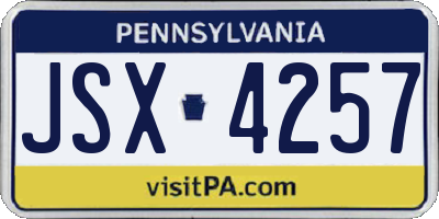 PA license plate JSX4257